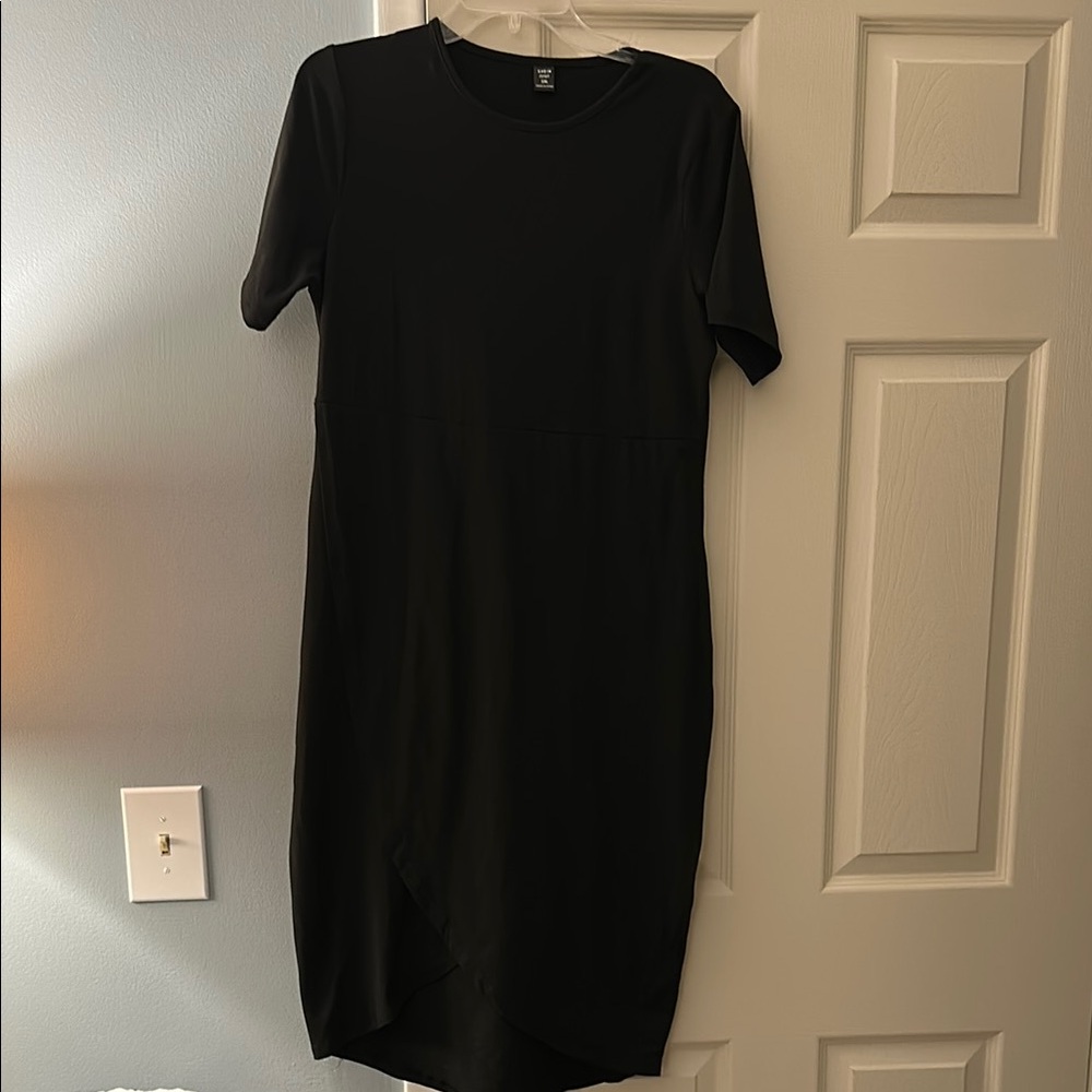 Black Stretch Midi-Dress